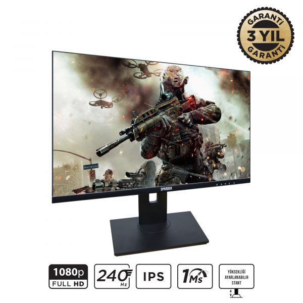 Spardox Gaming SG-24240P 24" 1ms 240Hz IPS FullHD Pivot Pro Oyuncu Monitörü